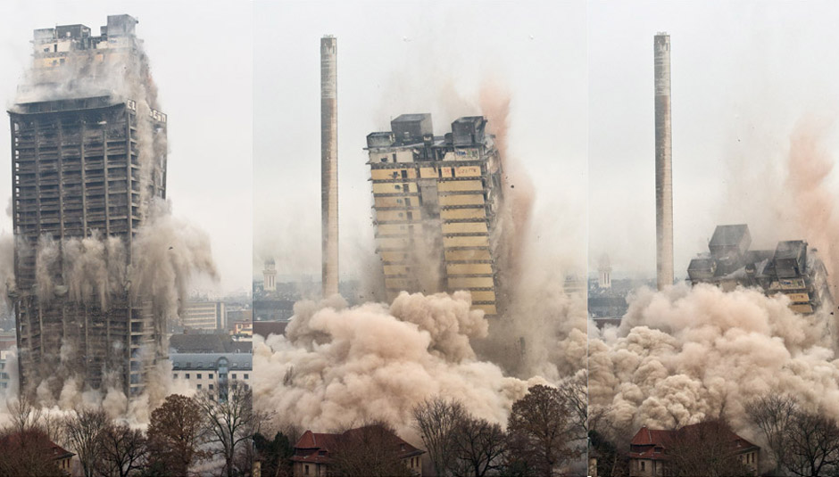 Снос одного из корпусов франкфуртского университета имени Иоганна Вольфганга Гете, 2 февраля 2014