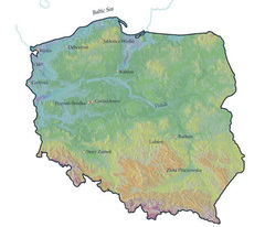 Карта Польши с указанием могил вампиров, упомянутых в статье