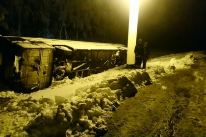 Автобус с 40 детьми вылетел в кювет и перевернулся под Тулой