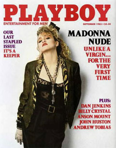 Мадонна на обложке журнала Playboy 1985 года, в котором были опубликованы ее фото ню