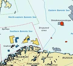 Расположение спорной территории. Карта с сайта barentsobserver.com