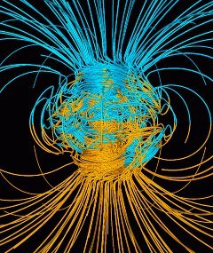 Компьютерная модель магнитного поля Земли. Фото Dr. Gary A. Glatzmaier/Los Alamos National Laboratory 