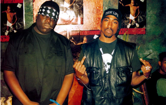 Рэпперы Notorious B.I.G. и Tupac Shakur