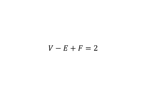 В простейшем случае эта формула связывает между собой количество вершин (V), ребер (E) и граней (F) произвольного выпуклого многогранника. 