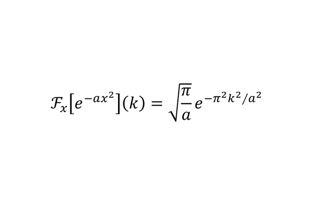 Эта формула показывает, что преобразование Фурье (используется, например, в радиотехнике, но далеко не только в ней) от гауссовой функции — это снова функция Гаусса, правда, с численным коэффициентом и другим множителем у показателя.
