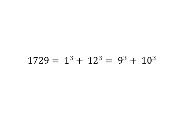 Однажды математик Годфри Харди отправился навестить приболевшего математика Сриниваса Рамануджана. По прибытии Харди заметил, что приехал на такси «с достаточно скучным номером» 1729. На это Рамануджан немедленно возразил, что 1729 — очень интересное число. Это минимальное число из натуральных, для которого существует больше одного разложения в сумму двух кубов. Благодаря этой истории такие числа (то есть представимые в виде суммы двух кубов несколькими способами) получили наименования чисел такси.