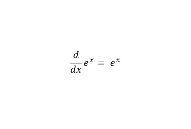 Одно из замечательнейших свойств экспоненты: ее производная равна ей самой. Легко показать, что экспонента — единственная с точностью до умножения на константу функция, обладающая таким свойством.