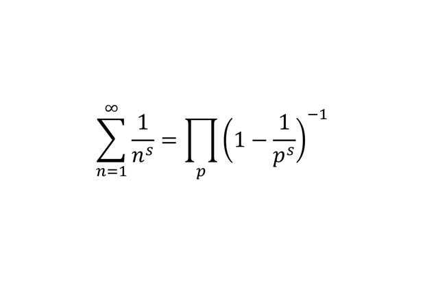 Как оказалось, иногда бывает полезно работать не с бесконечными суммами, а с бесконечными произведениями. В правой части стоит произведение по всем простым числам p — еще один замечательный факт, связывающий дзета-функцию и теорию чисел.