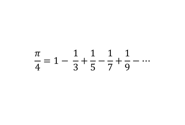 Представление числа «пи» в виде ряда от дробей с нечетными знаменателями.