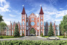 Поселок расположен в деревне Покровское, в 25 километрах от Москвы по Новой Риге. Спроектирован в стиле английской готики. 