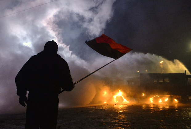Протестующий в центре Киева, 20 января 2014 года 