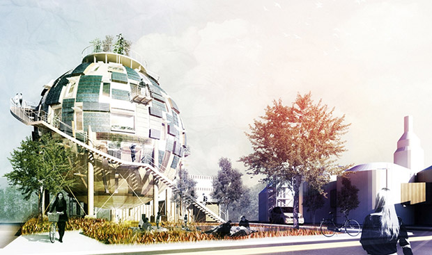 Проект The Oil Silo Home датского архитектурного бюро Pinkcloud по превращению нефтехранилищ в «зеленые» жилые дома