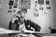 Писатель Виктор Астафьев за рабочим столом, 1987 год