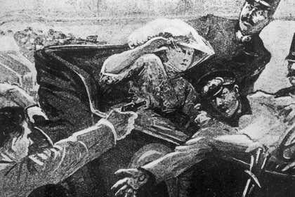 Иллюстрация убийства  Франца Фердинанда и графини Софии, 28 июня 1914 года