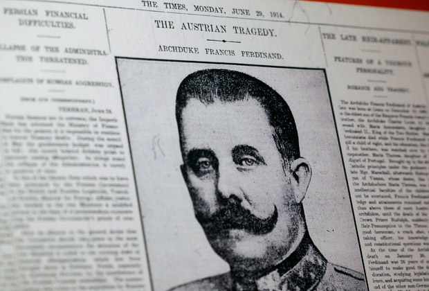 Первая полоса лондонской газеты от 29 июня 1914 года