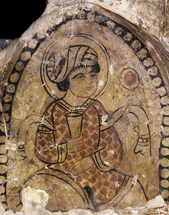 Халиф с бокалом вина. Фреска из бани в Фустате (Каир). XI век
