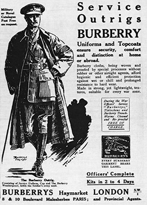 Одна из первых реклам дома Burberry гласила: «Габардиновые плащи Томаса Берберри – идеальная одежда для военных. Они способны противостоять натиску ветров, проливным дождям и колючим кустам».