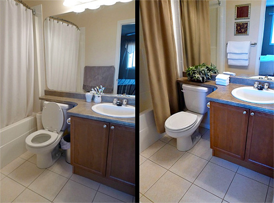Ванная комната до и после хоумстейджинга