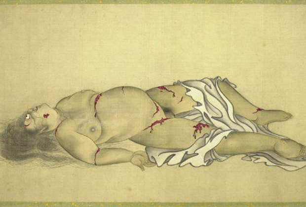 Серия японских гравюр «Тело куртизанки на девяти стадиях разложения» (1870)