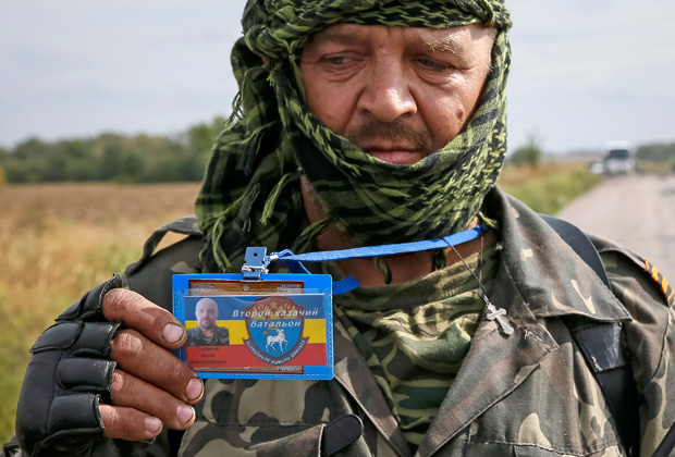 Боец казачьего батальона в Луганской области, 10 сентября 2014 года
