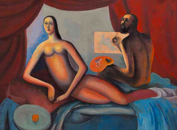Николай Любушкин, «Портрет с женой», 1970-е. Коллекция В. Егорова.