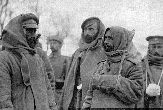 Русские солдаты, попавшие в плен после разгрома армии Самсонова в Мазурских болотах