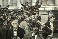 Фрагмент иллюстрации Говарда Пайла «Паника на Нью-Йоркской фондовой бирже 18 сентября 1873 года»