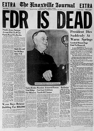 Сообщение о смерти Рузвельта, апрель 1945 года