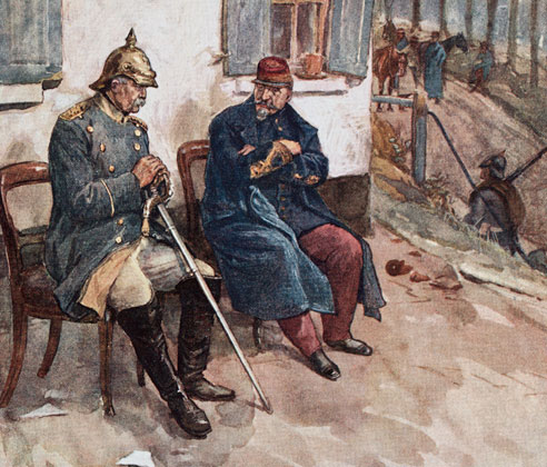 Встреча Бисмарка с Наполеоном III в 1870 году. Рисунок XIX века