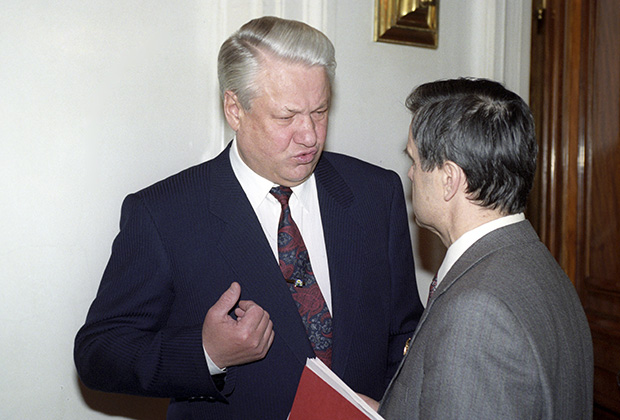 Борис Ельцин и Руслан Хасбулатов