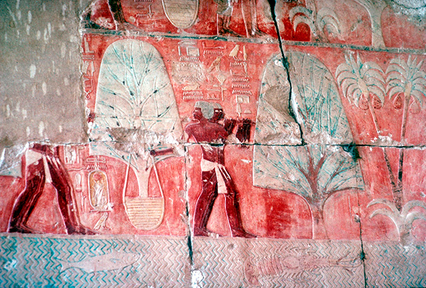 Древнеегипетская фреска, изображающая возвращение экспедиции из земли Пунт