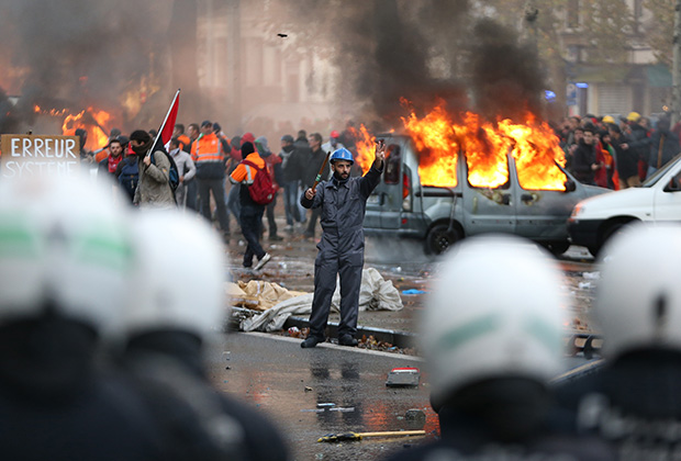 Столкновения в центре Брюсселя