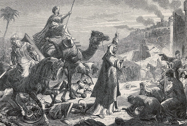 Халиф Умар ибн аль-Хаттаб входит в завоеванный им Иерусалим, 637 год