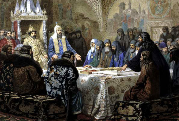 Репродукция картины Алексея Кившенко «Церковный Собор 1654 года»