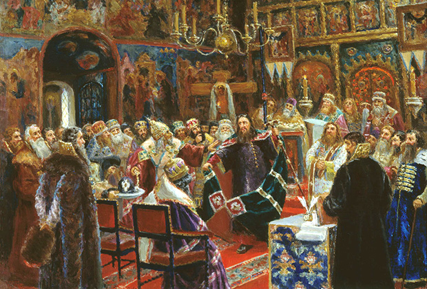 Картина  «Суд над патриархом Никоном» Сергея Милорадовича
