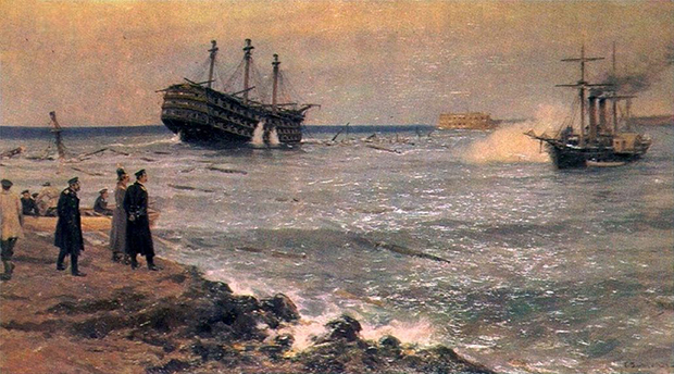 И.А. Владимиров «Затопление кораблей Черноморского флота на Севастопольском рейде 11 сентября 1854 года»