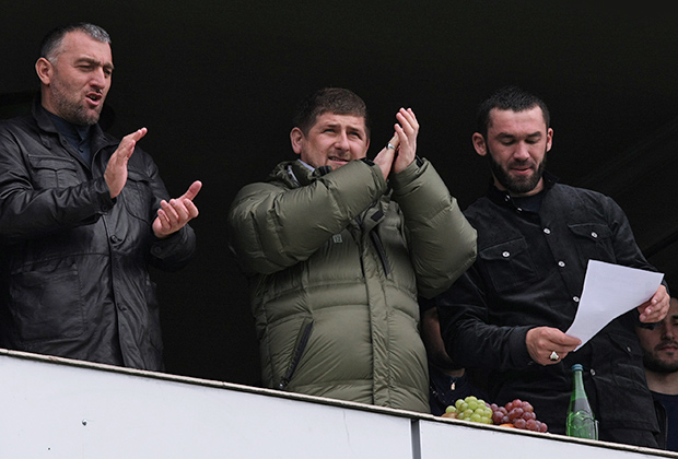 Депутат Госдумы Адам Делимханов, глава Чечни Рамзан Кадыров и председатель парламента республики Магомед Даудов, 2010 год
