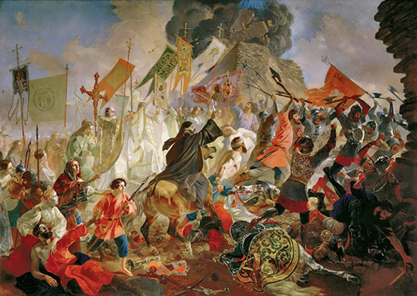 Карл Брюллов, «Осада Пскова польским королем Стефаном Баторием в 1581 году». 1839-1843 годы