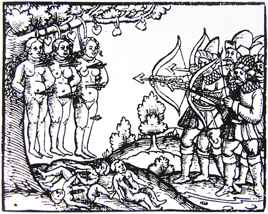«Весьма мерзкие, ужасные, доселе неслыханные, истинные новые известия, какие зверства совершают московиты с пленными христианами из Лифляндии». Георг Бреслейн, Нюрнберг, «Летучий листок», 1561 год