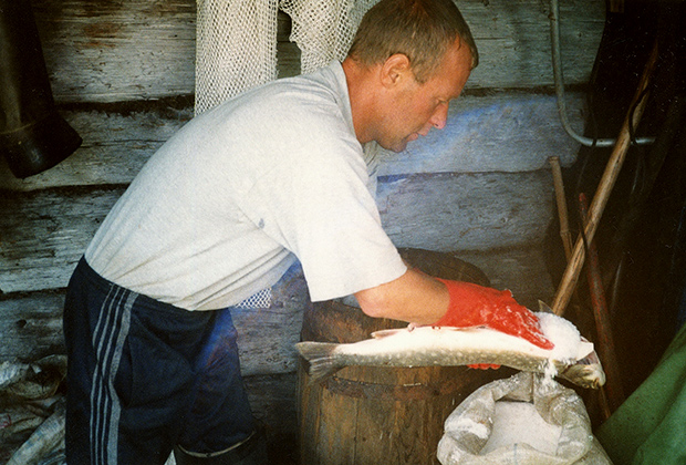 Засолка рыбы рабочим небольшой рыболовецкой артели в Татарском проливе