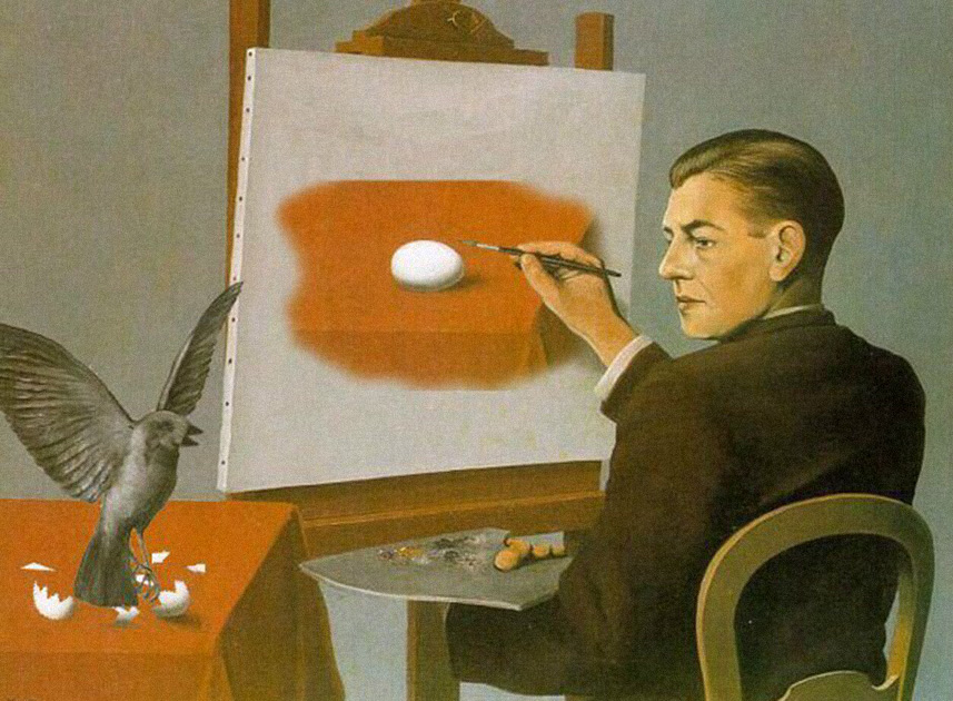 «Предвидение», на котором художник рисует птицу, глядя на яйцо, в интернете превратили в картину под названием «Тормоз»: художник явно не поспевает за ходом времени.