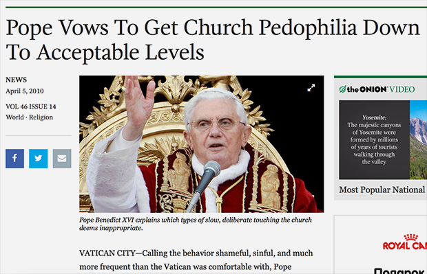 Папа Римский обещает снизить уровень педофилии в церкви до допустимых значений