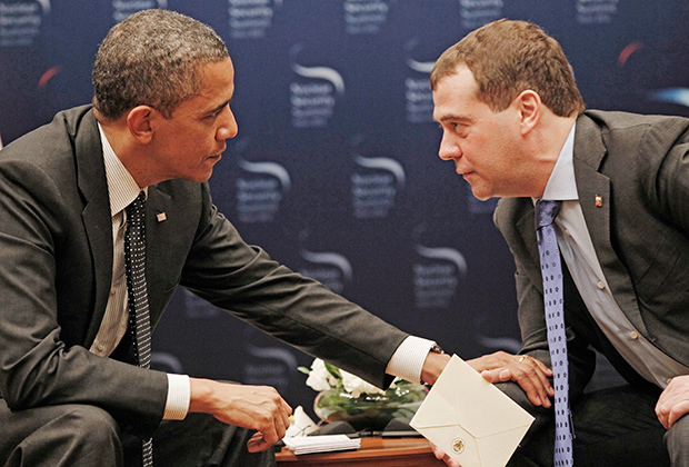 Барак Обама и Дмитрий Медведев на переговорах в Сеуле. 26 марта 2012