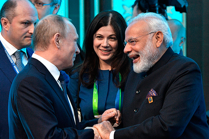 Президент России Владимир Путин и премьер-министр Индии Нарендра Моди 