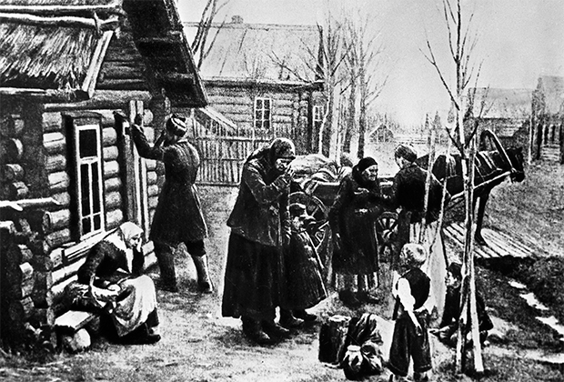 Крестьяне отправляются из деревни на заработки в город, 1901 год