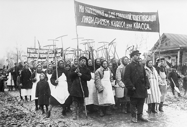 Демонстрация колхозников против кулаков, май 1931 года