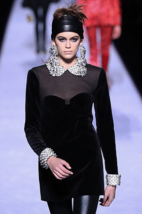 Kaia Gerber walks the runway at the Tom Ford Womenswear FW18