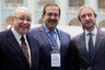 Евгений Петросян, врач Борис Левин и фигурист Евгений Плющенко на встрече президента Путина с доверенными лицами.