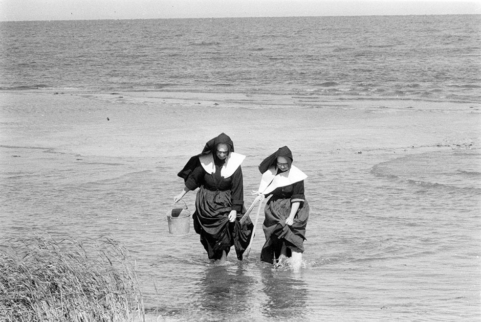 Монахини собирают моллюсков на Лонг-Айленде. Сентябрь 1957 года.