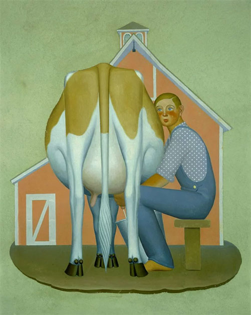 «Мальчик доит корову» (из серии «Плоды Айовы»), 1932